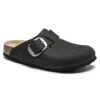 Birkenstock Boston Big Buckle Nubuck Leather Black