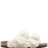 Women Birkenstock Buckle-fastening Shearling Slides -Birkenstock 19132288 41874183 1000