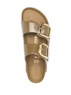 Women Birkenstock Double-strap Leather Slides -Birkenstock 20067789 45210465 1000