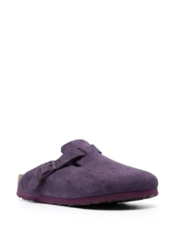 Women Birkenstock Boston Logo-debossed Suede Slides -Birkenstock 20319761 50361443 1000